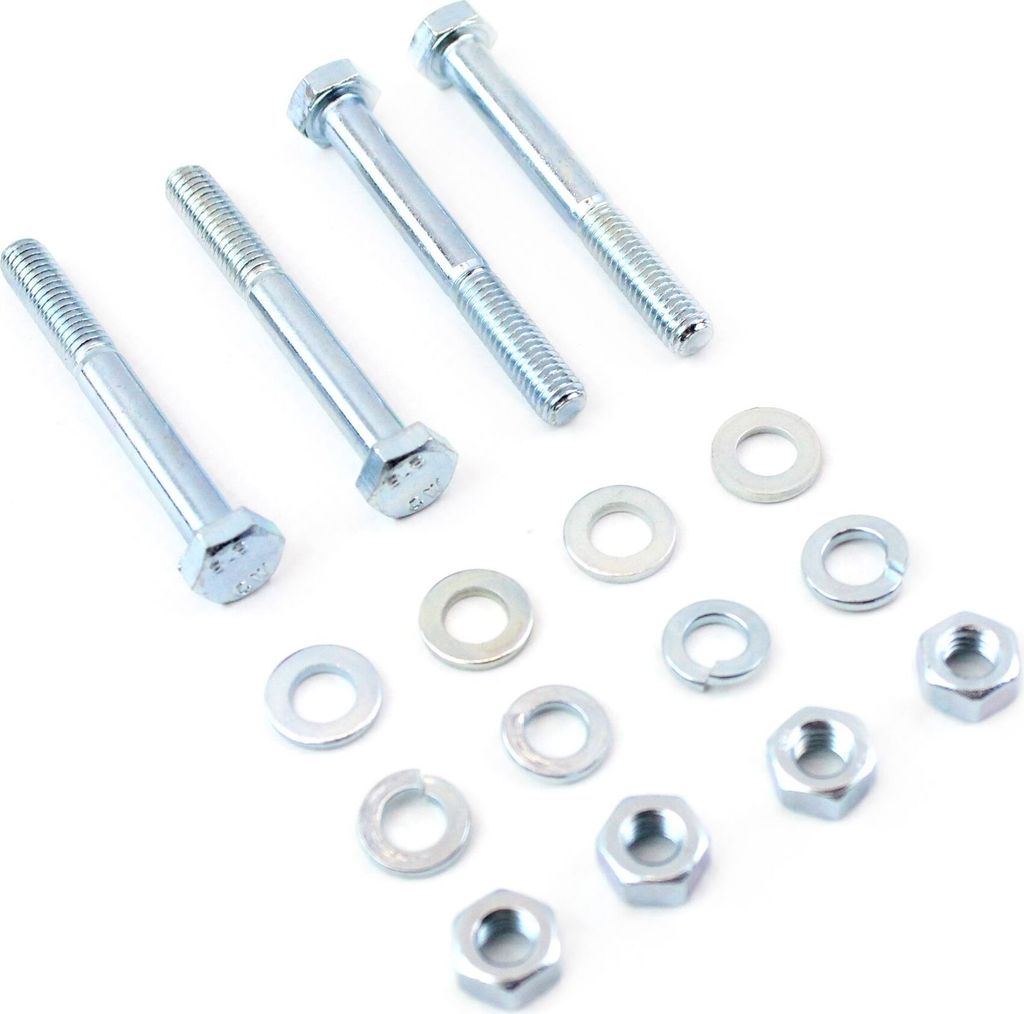 Normteile Gepäckträger Aufbockgriff, 4x Schrauben, Muttern, Unterlegscheiben, Federringe für Simson Schwalbe KR51/2 S53 S83