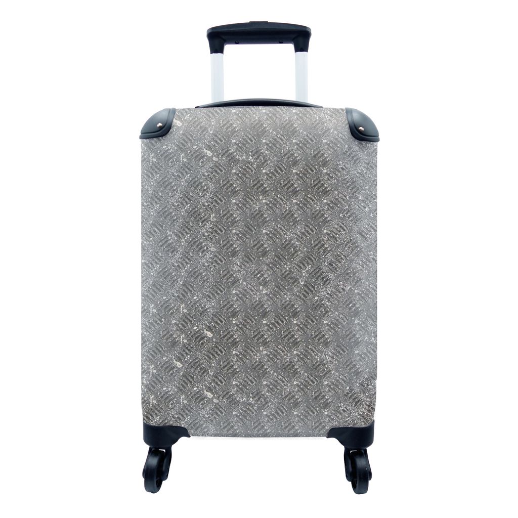 MuchoWow Koffer Handgepäck Trolley Rollkoffer Kleine Reisekoffer mit 4 Rollen - Metall - Industrie - Muster - Cabin Size < 55x40x23 cm & 55x40x2...