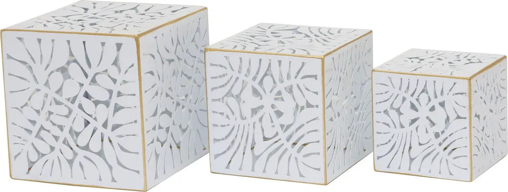 Décoration de Table Chic : Set de Pots de Fleurs Blanc et Or Tropical