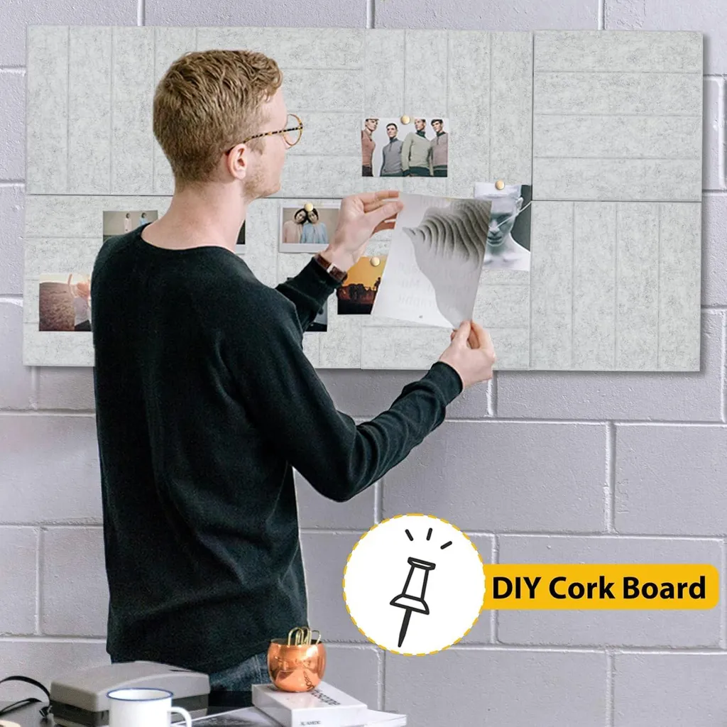 Tableau Mural pour Bureau et Maison - Set Feutre Gris Clair Modulable - 2
