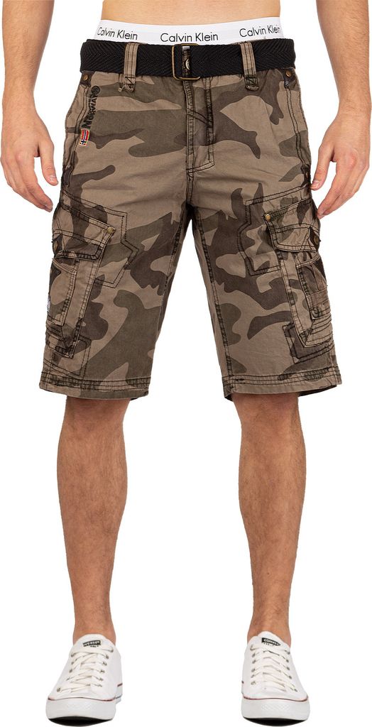 Geographical Norway Herren Regular Fit Shorts Mid Waist peanut Camo_Black S