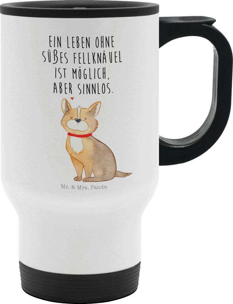 Mr. & Mrs. Panda getränkebecher Hund Glück - Weiß - Geschenk, Spruch, thermosbecher, Liebe, Thermobecher, Kaffeebecher To Go, To-Go-Becher, Herz...