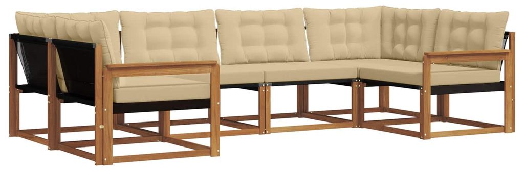 vidaXL Outdoor-Sofagarnitur mit Kissen 6 pcs Natur und Beige