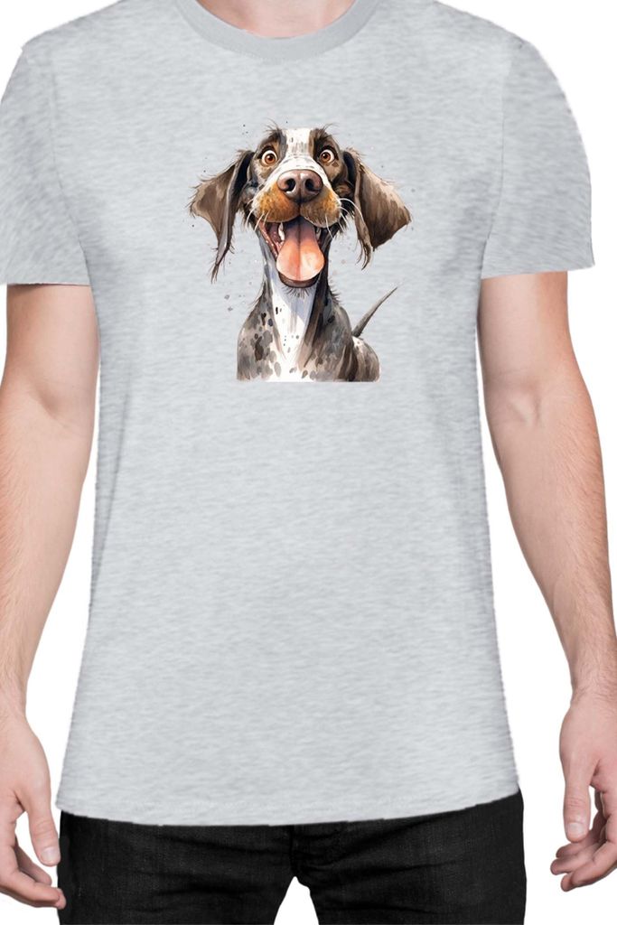 Herren T-Shirt Funny Dogs Breeds German Pointer Dog Breed, Man L / Grau