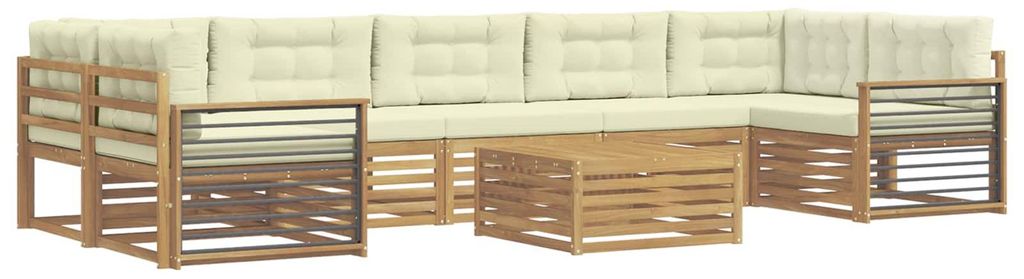 vidaXL Outdoor-Sofagarnitur 8 pcs Weiß und Creme Massivholz Akazie