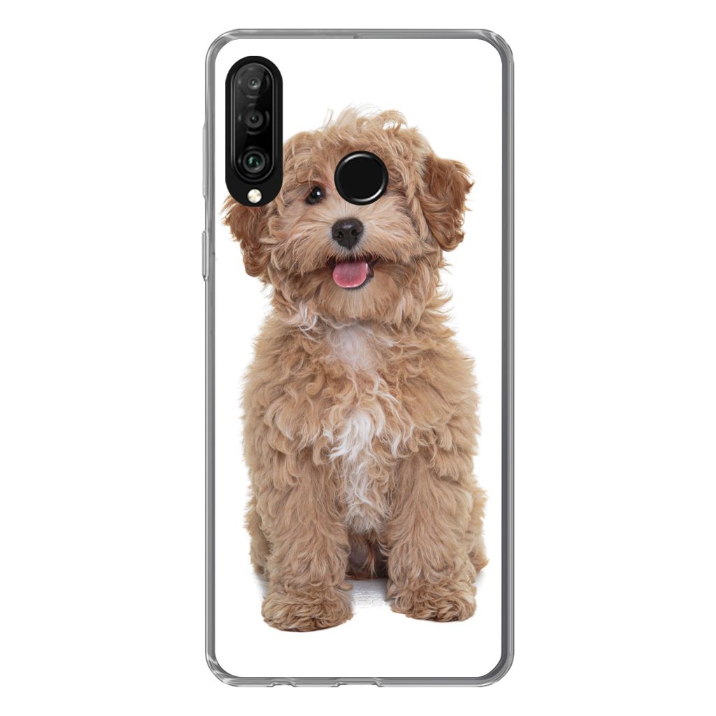 MuchoWow Handyhülle Schutzhülle Hülle für Huawei P30 Lite Hund - Haustiere - Fell Silikon Softcase Handy Hülle - Handyhülle