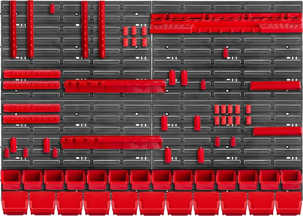 Support mural porte-outils modulaire rouge en polypropylène rigide