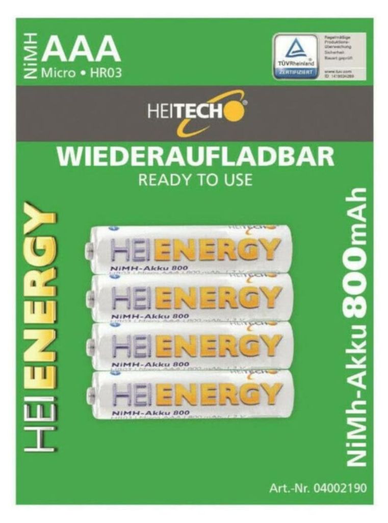Heitech NiMH-Akku "prêt à l'emploi" - HR03 Micro/AAA - 800 Image du produit 