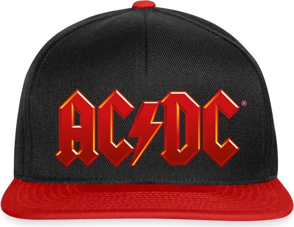 Spreadshirt AC/DC Klassisches Logo Mit Blitz Snapback Cap, One size, Schwarz/Rot