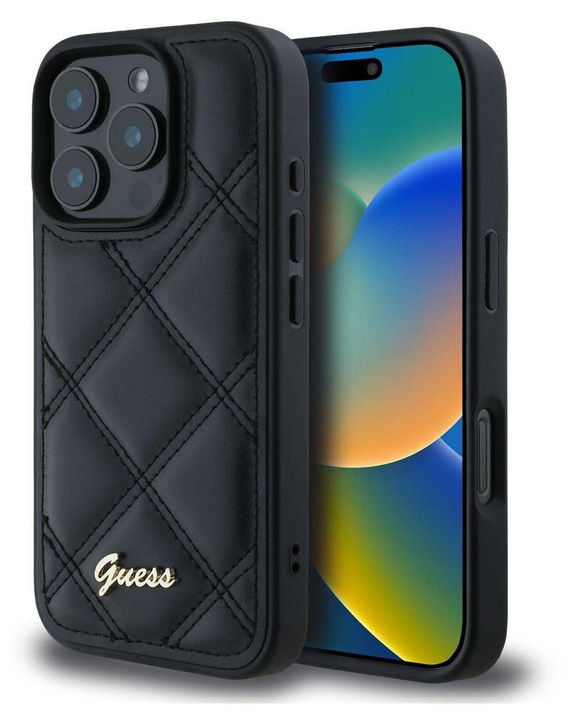 Guess, Apple iPhone 16 Pro Leather Quilted Hülle, Schwarz Produktbild 