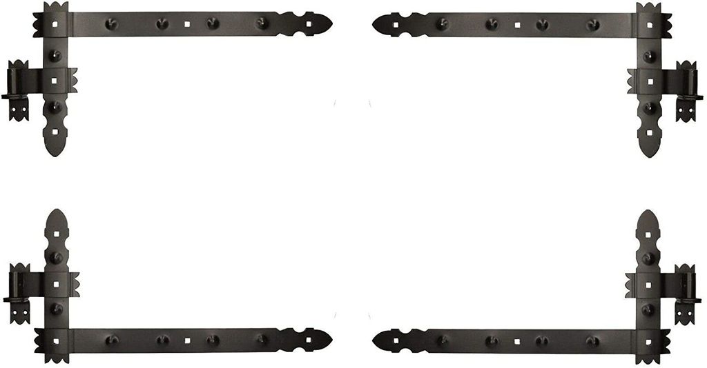 KOTARBAU Winkelband 800 x 300 mm mit Kloben 2 Paar Fensterladenband Winkelscharnier Türband Torband Schwarz Pulverbeschichtet Fensterband Baubes...
