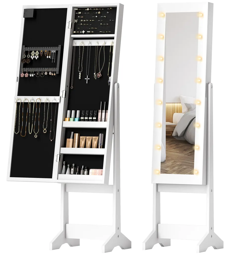 Armoire à bijoux miroir LED : stop aux colliers emmêlés et manque de place