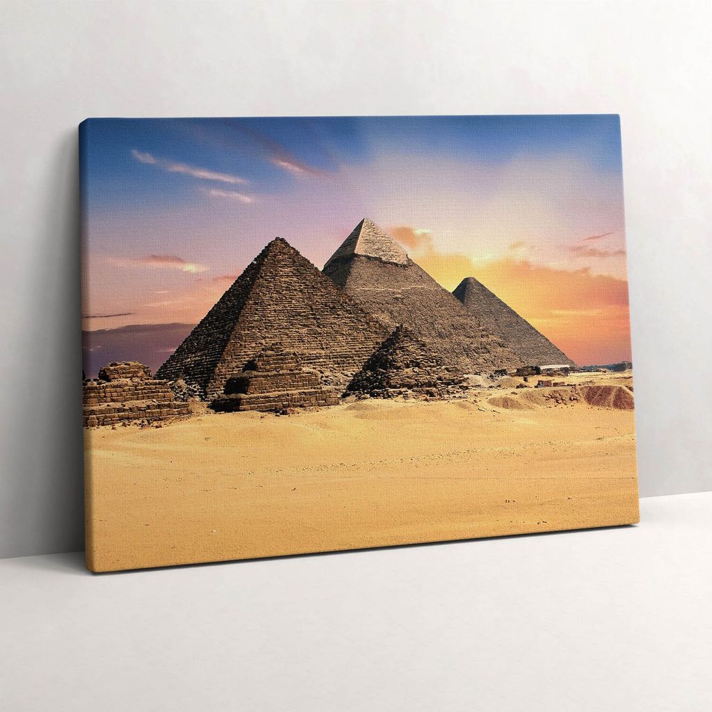 Ägyptische Pyramiden in der Wüste – Leinwandbild Wandbild – 80x60 cm – Leinwandbilder – Wandbilder – Schlafzimmer – Flur
