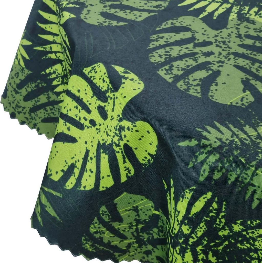 Rund Wasserdichte Tischdecke Gartentischdecke Wasserabweisend Wetterfest Garten Balkon Terrasse Grün Monstera-Blatt Durchmesser: Ø 80 cm