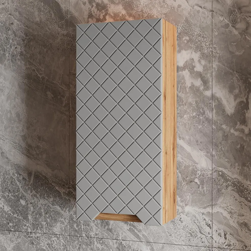 Mobiletto Pensile Bagno Vicco Lotta Rovere Grigio 20x72.6 cm - 3
