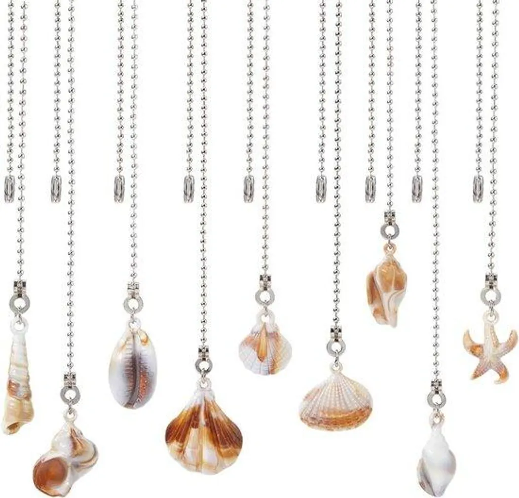 Tirage de chaîne pour ventilateur de plafond en acrylique coquillage x9