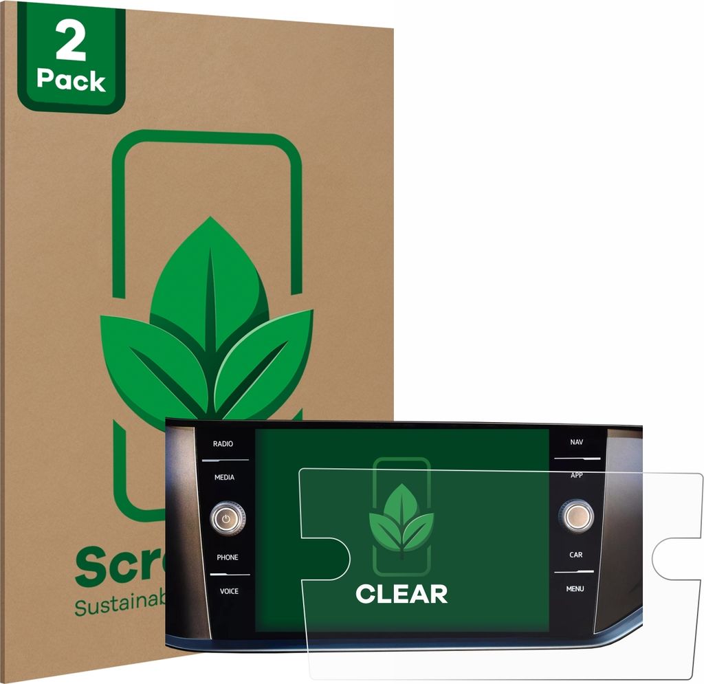 2x ScreenLeaf Schutzfolie für Volkswagen T-Cross 2022 Discover Media 8" nachhaltiger Displayschutz Display Schutz Folie Klar Transparent