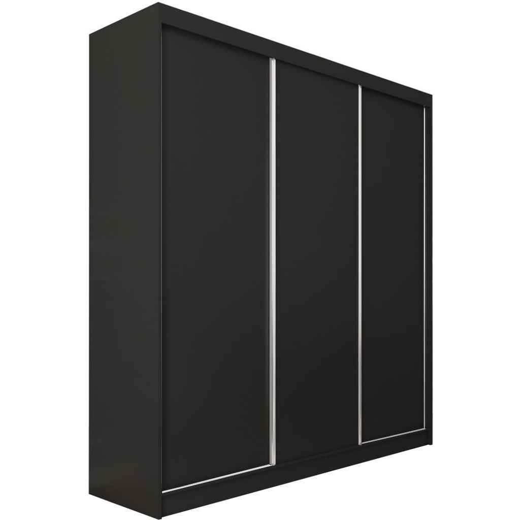 BEAUTYSOFA | Kleiderschrank MARIO 240 cm Schwarz – Moderner Schrank ohne Spiegel, mit Schiebetüren, Minimalistisches Design