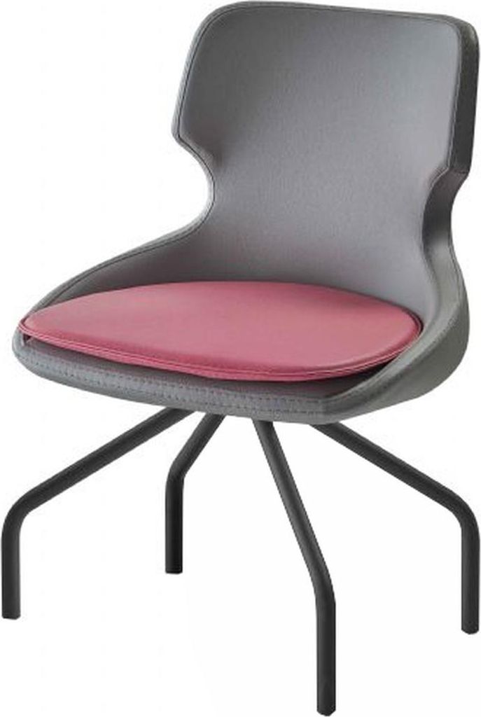 Stuhl Arbeitszimmer Schwarz Bürostuhl Bordeaux Modern Leder Edelstahl