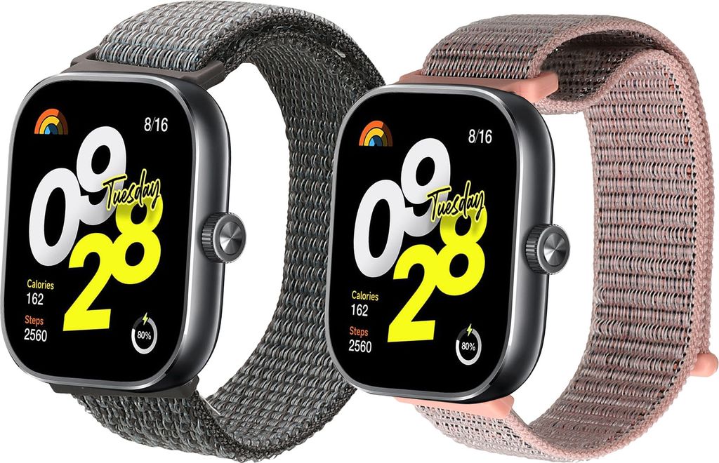 kwmobile 2x Uhrenarmband für Xiaomi Redmi Watch 4 / Band 8 Pro Armband - Fitnesstracker Band Set aus Nylon - Ersatzarmband Smartwatch - Dunkelgrau