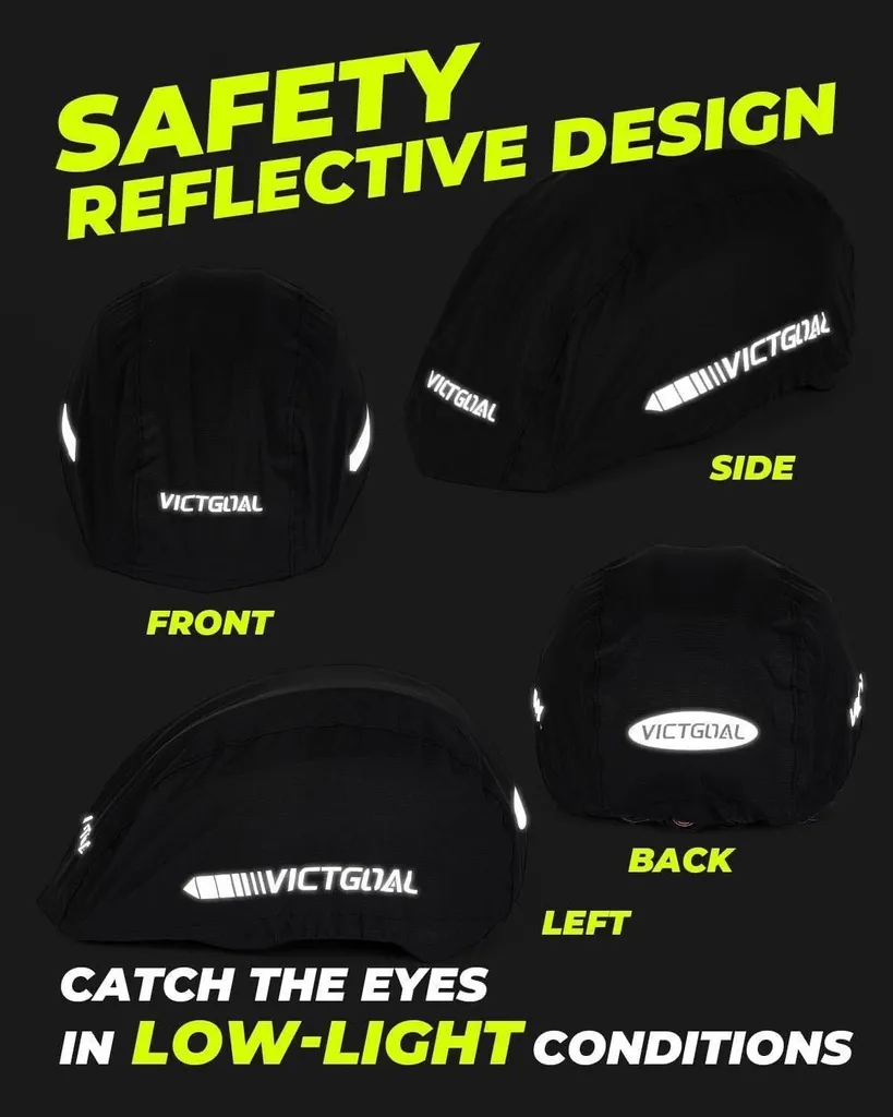 Couvre-Casque Imperméable Victgoal Noir avec Réflecteurs Haute Sécurité