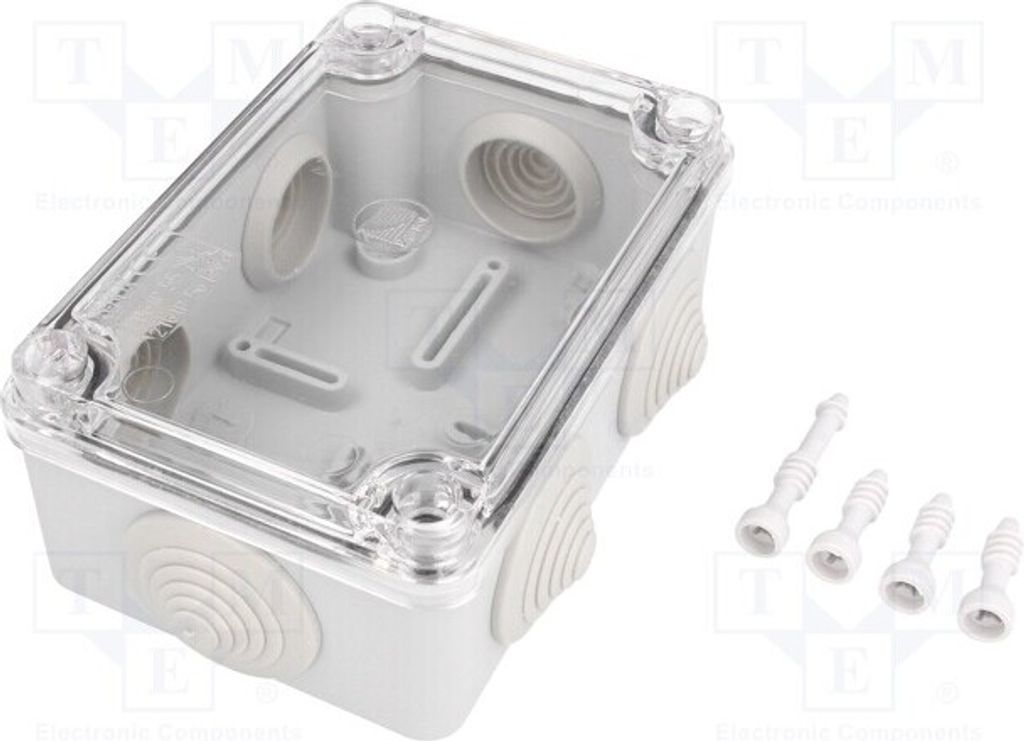 1x Gehäuse: Verbindungsdose X: 80mm IP65 Z: 50mm Y: 120mm grau S-BOX 206-P Elektr