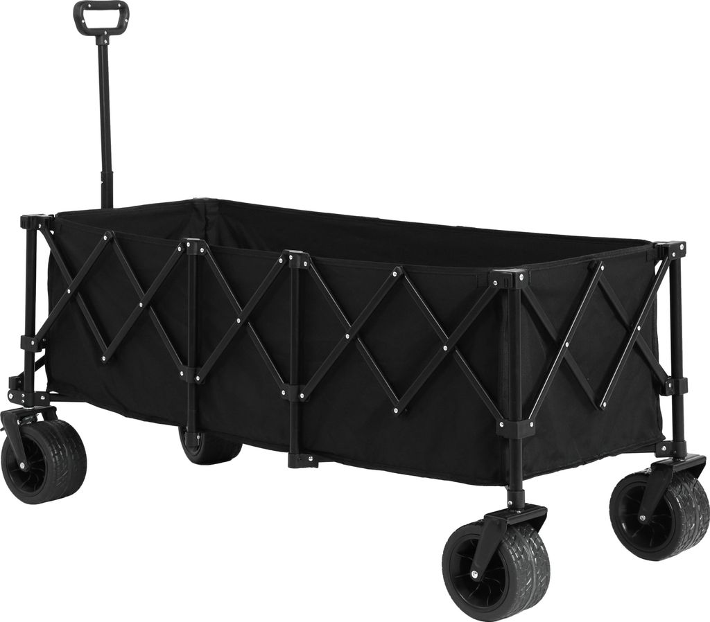 okwish Faltbarer,erweiterter Wagen mit 100 kg Tragkraft,Bollerwagen mit großen,geländegängigen Strandrädern und Getränkehaltern, Robuster 300-...