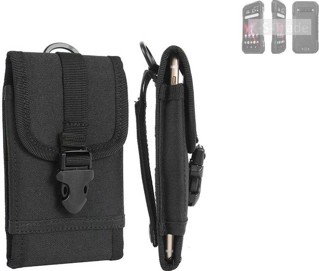K-S-Trade Holster Handy Hülle kompatibel mit Kyocera DuraForce Pro 3 Holster Handytasche Gürtel Tasche Schutz Hülle Robust Outdoor schwarz