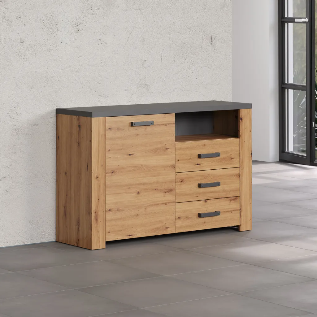 Buffet avec Finition ABS et Décor Chêne Artisan, Meuble Robuste Matera - 2