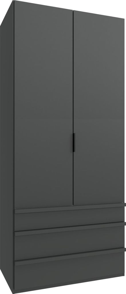Falttürenschrank >OXFORD< in GRAPHIT - 100x236x58cm (BxHxT)