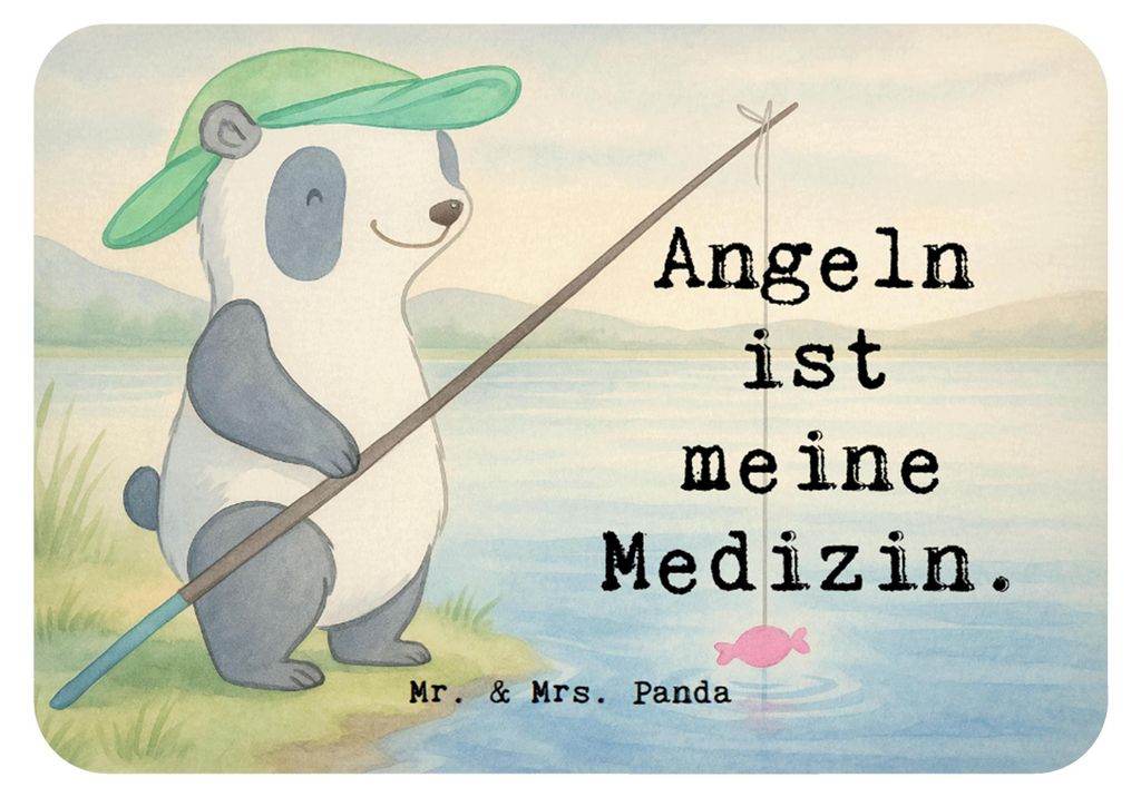 Mr. & Mrs. Panda Kühlschrankmagnet Panda Angeln Design - Weiß - Geschenk, Notizhalter, mdf magnet, gehen, Angler, Hobbyangler, Angelverein, tafel...