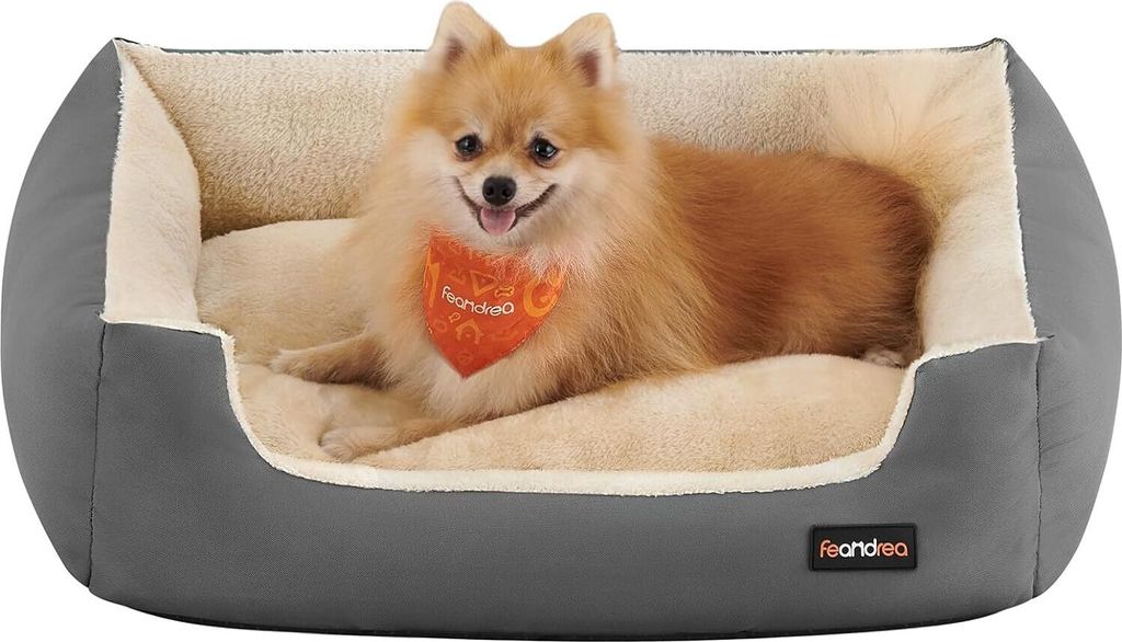 FEANDREA Hundebett, Wendekissen, 65 x 55 x 20 cm, dunkelgrau