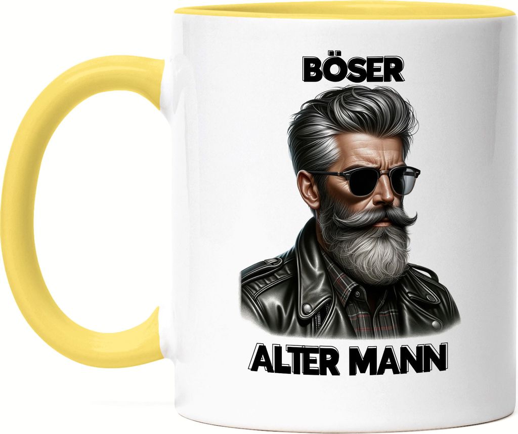 Böser alter Mann Cooler Typ Tasse Gelb - Stilvoller Rentner Spaß