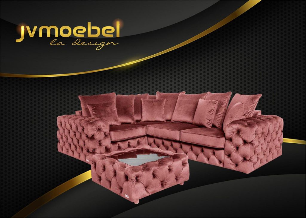 Ecksofa Sofa Couch Polster Eckgarnitur L Form Couchtisch Textil Wohnlandschaft