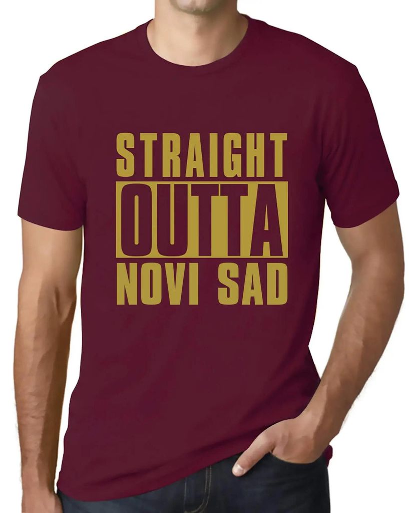 Herren Grafik T-Shirt Straight Outta Novi Sad Öko-Verantwortlich Vintage Jahrgang Kurzarm Lustige Druck Geburtstag Geschenk Mann
