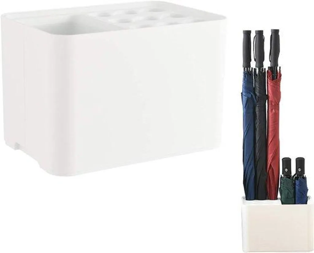 Porte-parapluies avec bac de récupération d'eau noir pour 10 parapluies