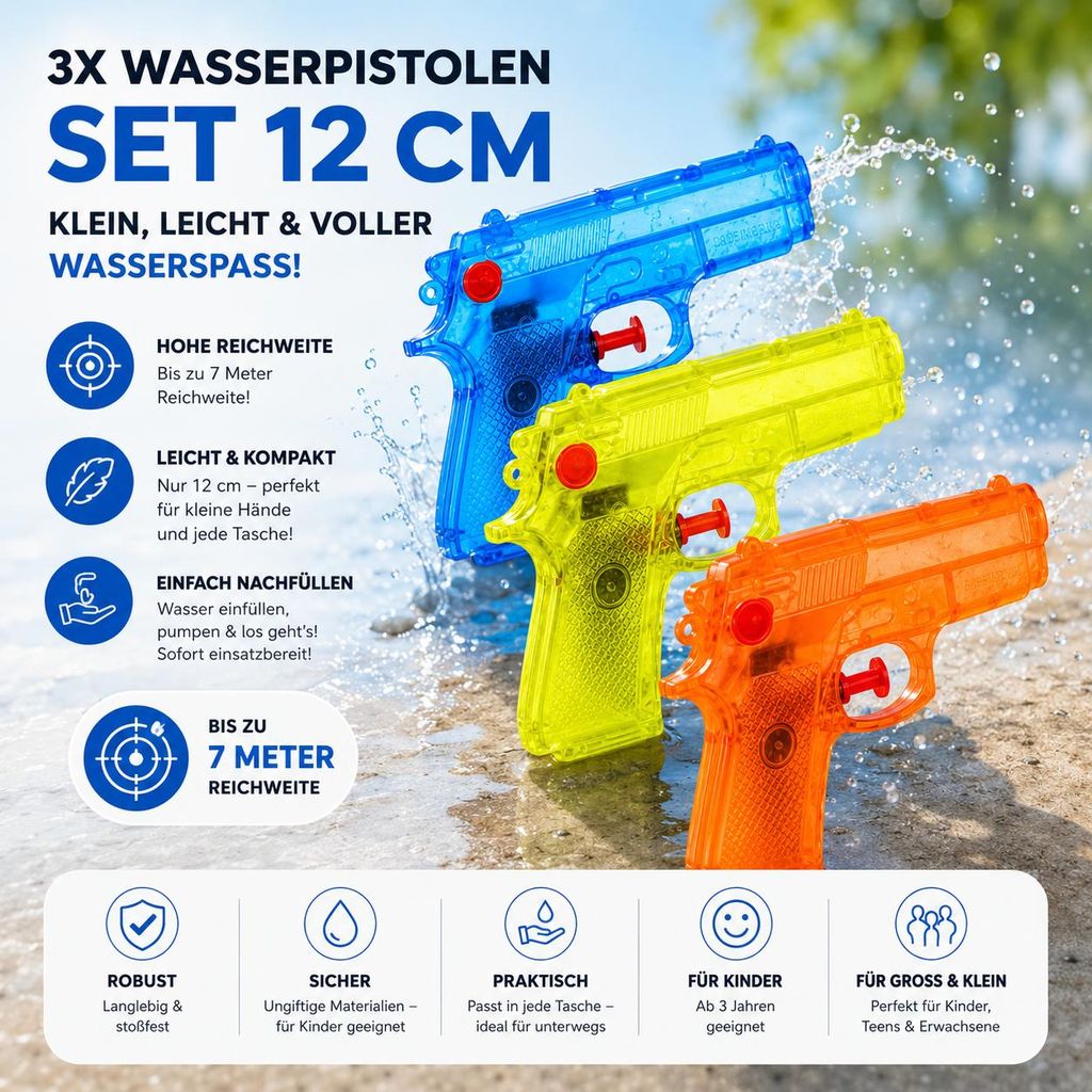 3er Wasserpistolen Set