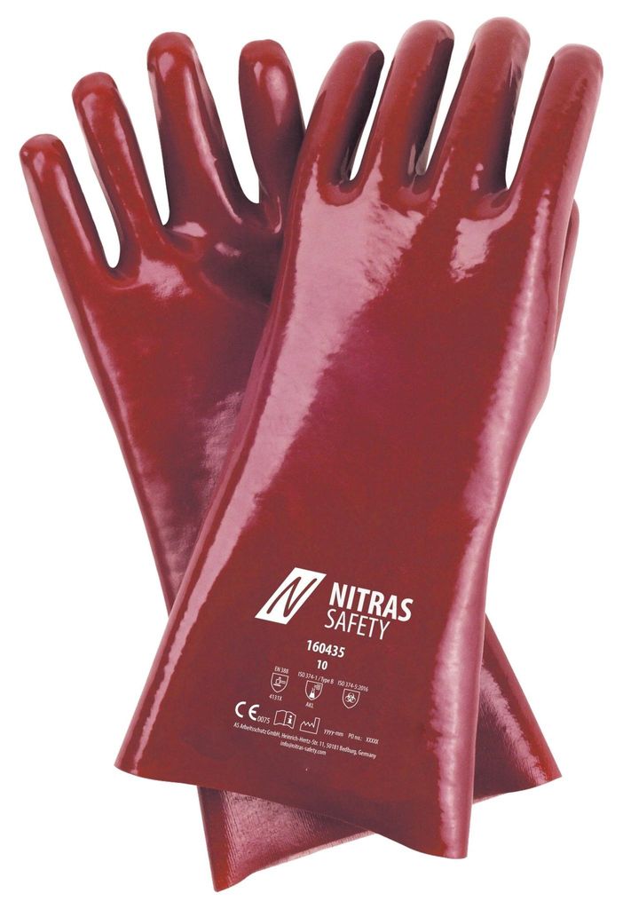 Nitras Chemikalienschutzhandschuhe | rot | PVC | Gr. 10 | Schutzhandschuhe