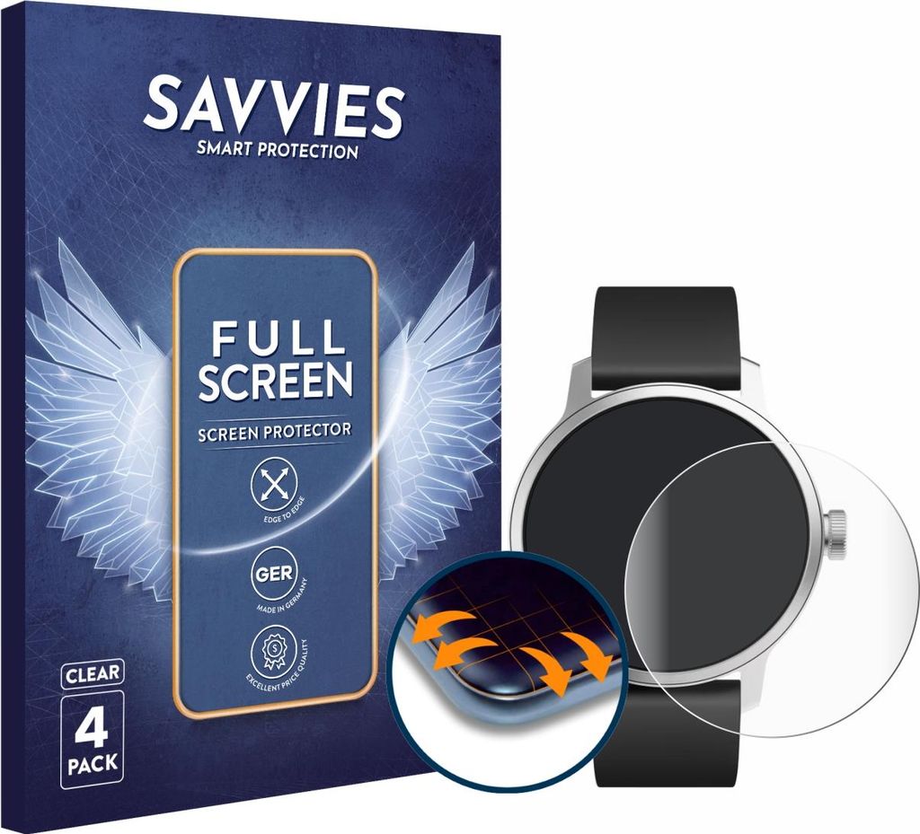 4x Savvies Fullscreen Schutzfolie für Withings ScanWatch Produktbild 