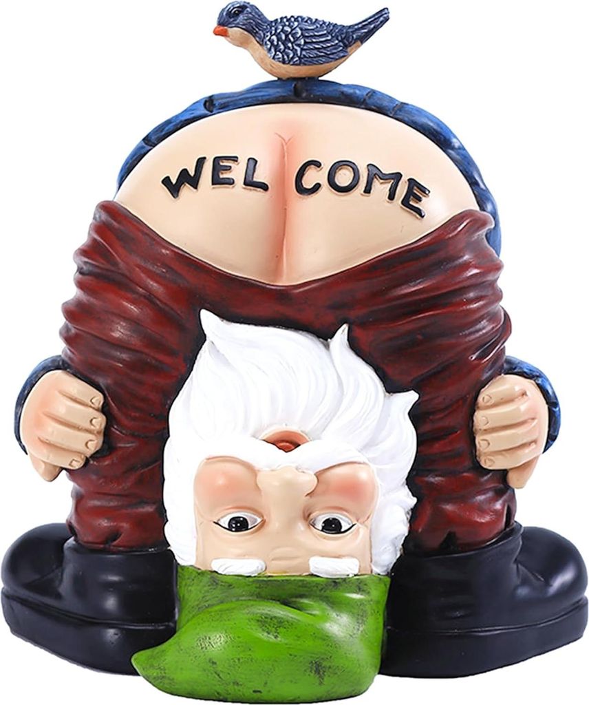 Frecher Gartenzwerg Statue Lustige Cartoon Willkommen Zwerg Harz Handwerk Figur Ornament Für Innen Und Außen Garten Dekor