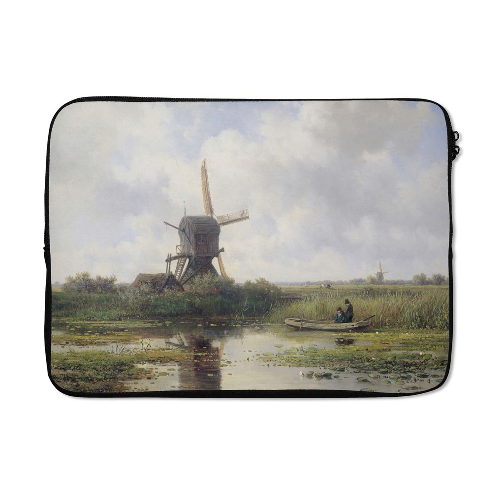 MuchoWow Laptop Hülle 13 Zoll Mühle - Willem Roelofs - Alte Meister - Kunst Laptoptasche - Laptophülle - Sleeve - Rundumschutz