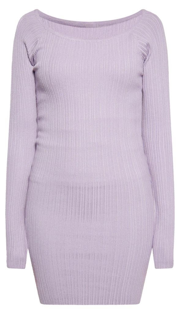 Kleid für Damen mit Sabrina-Ausschnitt und langen Ärmeln, Lila, Größe M