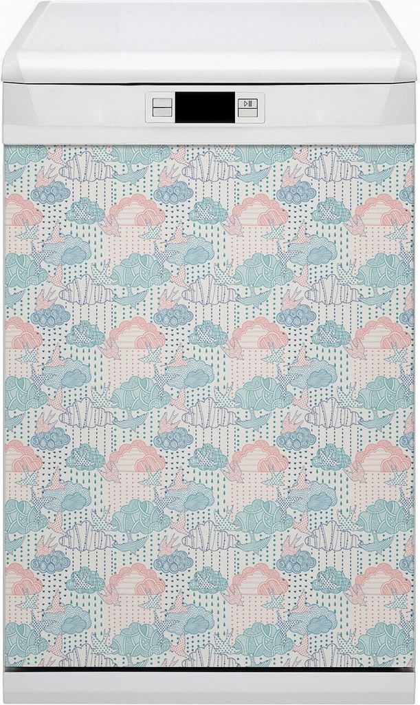 Geschirrspüle Magnet für Spülmaschine Magnetmatte Küche Magnete Dekorative 45x80 cm - Wolken und Punkte