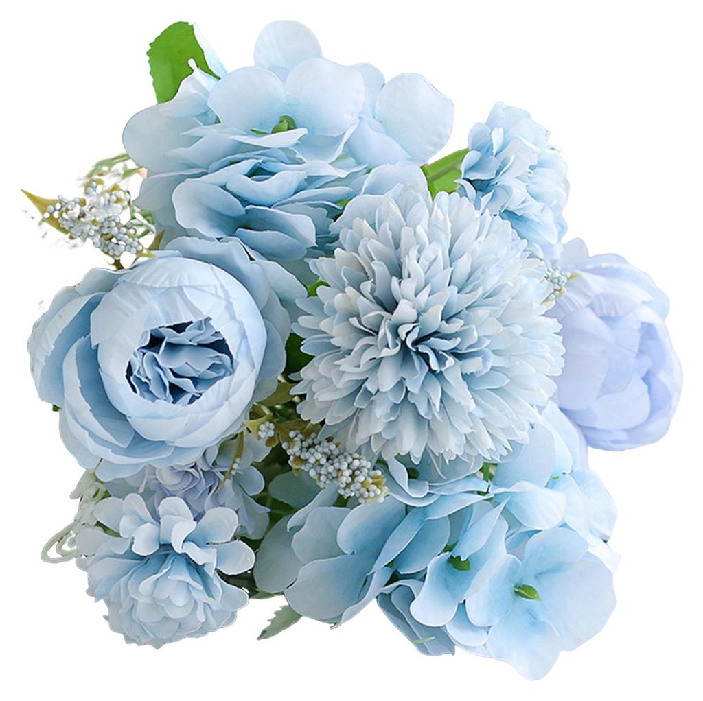 Künstlicher Rosenstrauß (1/5/6 Stück) mit 7 Zweigen, aus Seide, mit grünen Blättern, für Zuhause, Hochzeiten, Partys, Tischdekoration im Inne...