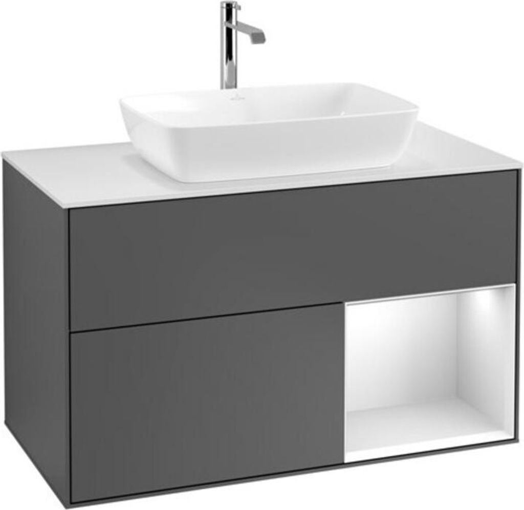V&B Waschtischunterschrank Wandbeleuchtung Finion 100, Pl wh. m, Reg wh. m Lac, Anthrac. m
