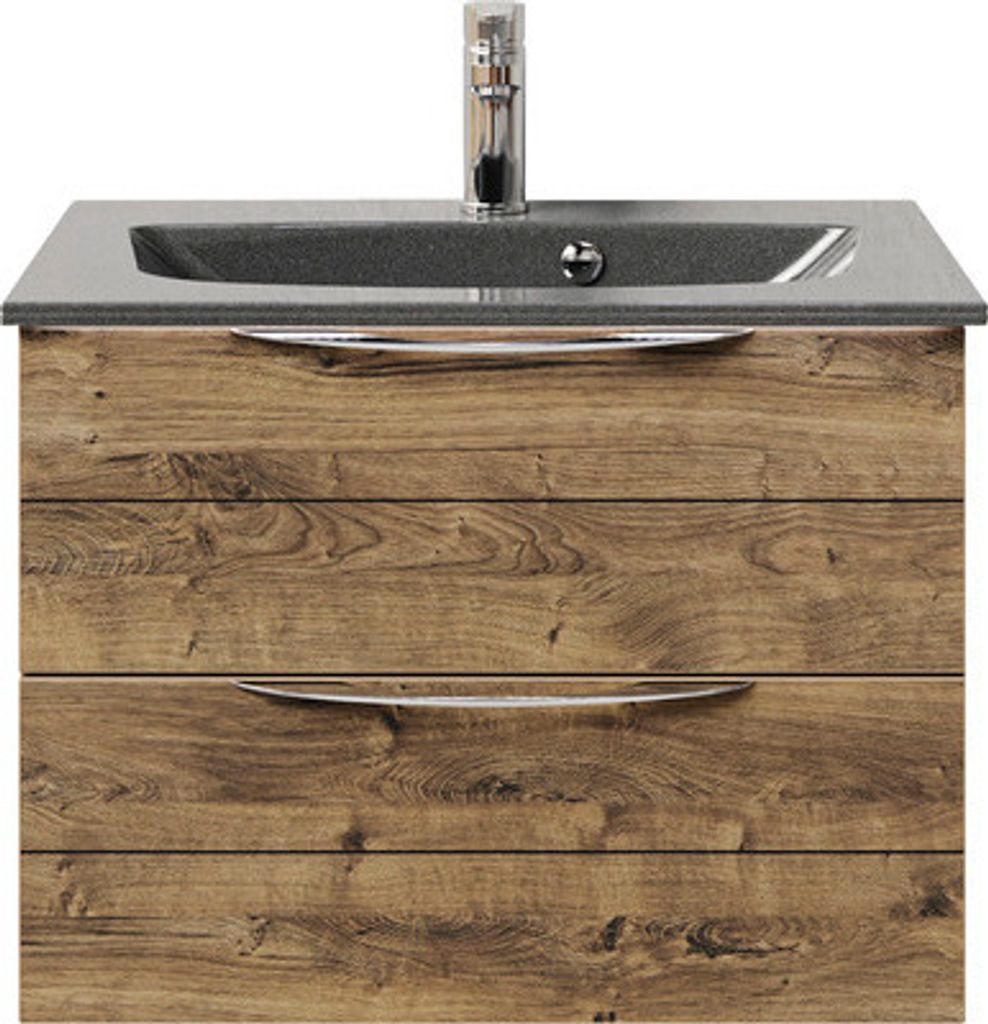 Badmöbel-Set Pelipal Sunline 300 BxHxT 67 x 49,9 x 48 cm Frontfarbe eiche ribbeck Badmöbelset 2-teilig mit Waschtisch Mi