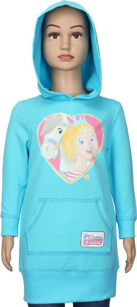 82408 Disney Prinzessin Emmy Long Sweatshirt mit Kapuze Mädchen – Blau, Gr. 104 – Stylisches Sweatshirt mit Prinzessin Emmy Motiv