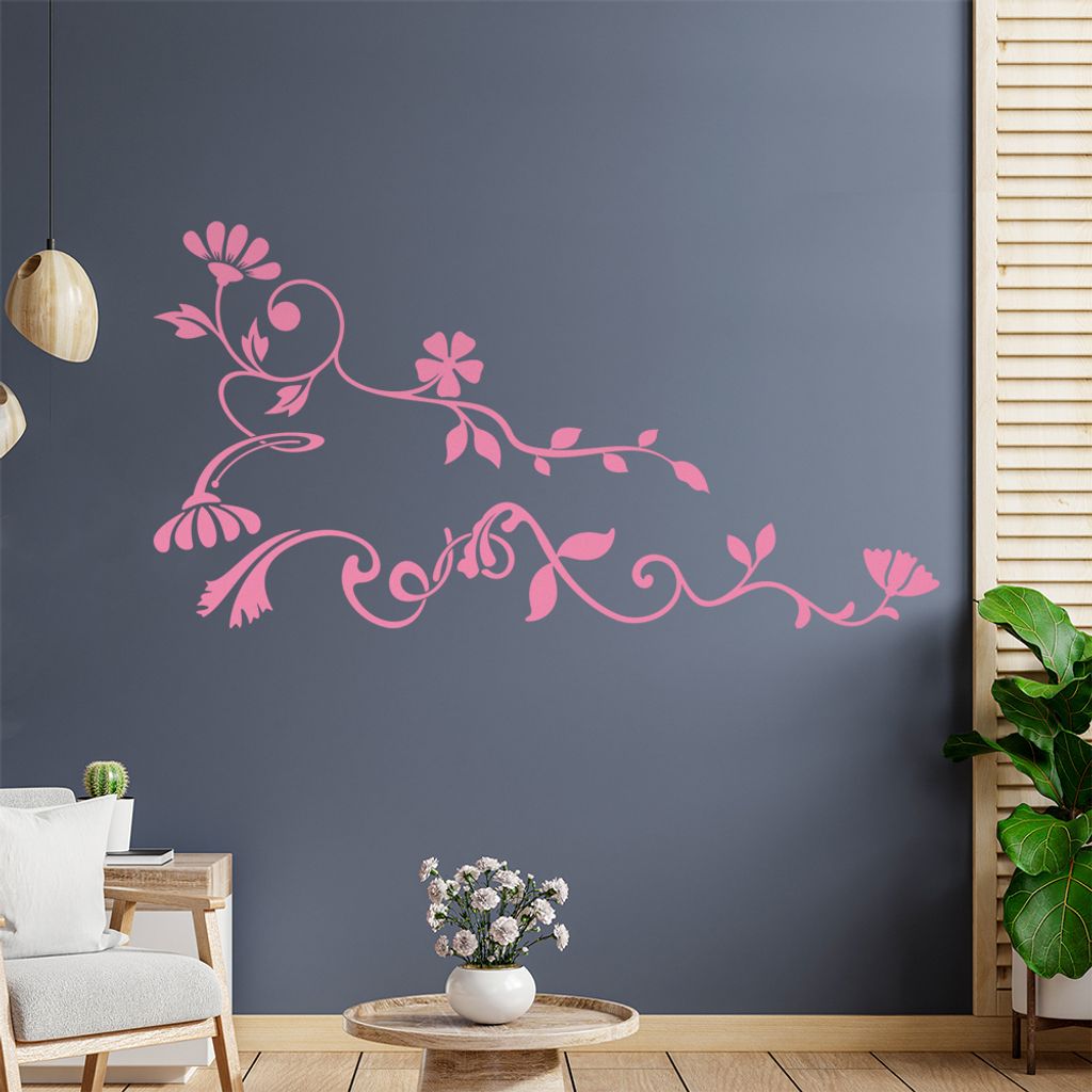 Eckeornament -Blätter- filigran Wandtattoo in 6 Größen - Wandaufkleber Wall Sticker - Dekoration, Küche, Wohnzimmer, Schlafzimmer, Badezimmer