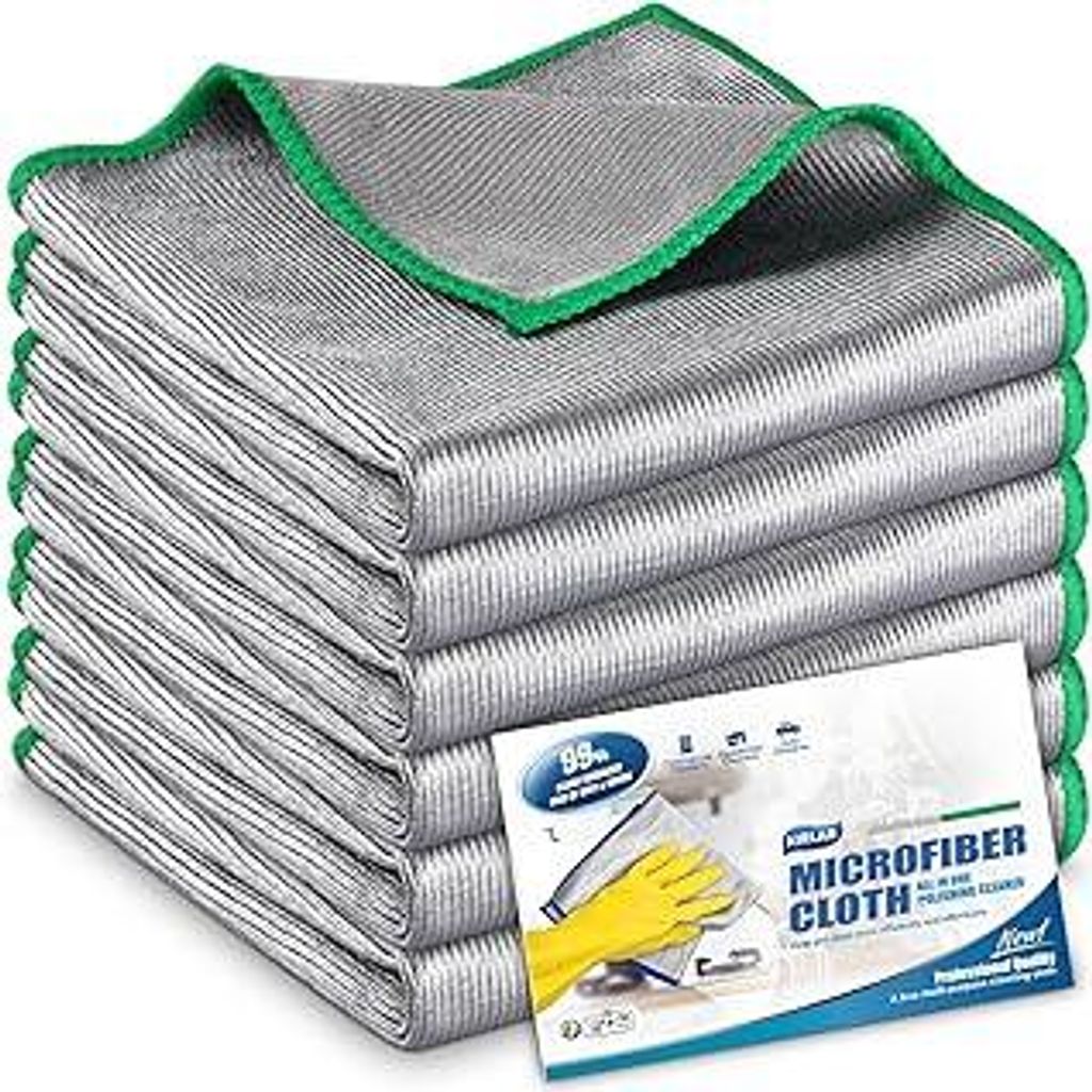 Airlab 6X Fenstertücher Mikrofasertücher Streifenfrei, Ultrafeine Reinigungstücher Glastücher, Mikrofaser Putztücher Poliertuch Lappen für Kr...