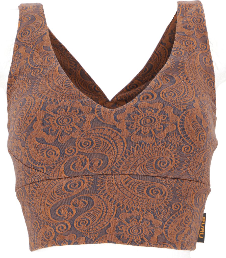 Bauchfreies Top, Bra Top, Yoga Top aus Baumwolle - Caramel, Damen, Braun, Baumwolle(Bio),Elasthan, Größe: XL